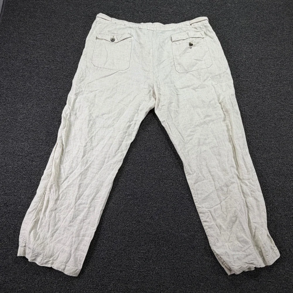 Tasso Elba Linen Pants Mens 38x30 Island Beige Relaxed Drawstring EUC
